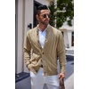 image:imageCOOFANDY Mens Cardigan Sweater Slim Fit Stand Collar Cardigan Casual Cable Knitted Button Down Sweater with PocketsKhaki