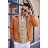 image:imageCOOFANDY Mens Cardigan Sweater Slim Fit Stand Collar Cardigan Casual Cable Knitted Button Down Sweater with PocketsKhaki