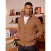 image:imageCOOFANDY Mens Cardigan Sweater Slim Fit Stand Collar Cardigan Casual Cable Knitted Button Down Sweater with PocketsLight Caramel