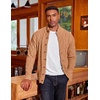 image:imageCOOFANDY Mens Cardigan Sweater Slim Fit Stand Collar Cardigan Casual Cable Knitted Button Down Sweater with PocketsLight Caramel