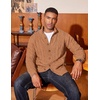 image:imageCOOFANDY Mens Cardigan Sweater Slim Fit Stand Collar Cardigan Casual Cable Knitted Button Down Sweater with PocketsLight Caramel