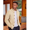 image:imageCOOFANDY Mens Cardigan Sweater Slim Fit Stand Collar Cardigan Casual Cable Knitted Button Down Sweater with PocketsLight Khaki