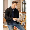 image:imageCOOFANDY Mens Cardigan Sweater Slim Fit Stand Collar Cardigan Casual Cable Knitted Button Down Sweater with PocketsNavy Blue