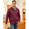 image:imageCOOFANDY Mens Cardigan Sweater Slim Fit Stand Collar Cardigan Casual Cable Knitted Button Down Sweater with PocketsWine Red