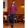 image:imageCOOFANDY Mens Cardigan Sweater Slim Fit Stand Collar Cardigan Casual Cable Knitted Button Down Sweater with PocketsWine Red