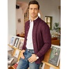 image:imageCOOFANDY Mens Cardigan Sweater Slim Fit Stand Collar Cardigan Casual Cable Knitted Button Down Sweater with PocketsWine Red