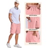 image:imageCOOFANDY Mens Cargo Cotton Twill Cargo Shorts Drawstring Stretch Elastic Waist Casual Work Short with 5 PocketsPink