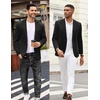 image:imageCOOFANDY Mens Casual Blazer Jacket One Button Suit Jackets Lightweight Knit Sport CoatBlack