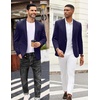 image:imageCOOFANDY Mens Casual Blazer Jacket One Button Suit Jackets Lightweight Knit Sport CoatNavy Blue
