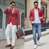 image:imageCOOFANDY Mens Casual Blazer Lightweight Sport Coats Two Buttons Slim Fit Suit Jacket for Business Wedding DressDark Red