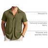 image:imageCOOFANDY Mens Casual Button Down Shirts Short Sleeve Textured Summer Beach Shirt with PocketArmy Green