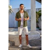 image:imageCOOFANDY Mens Casual Button Down Shirts Short Sleeve Textured Summer Beach Shirt with PocketArmy Green