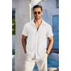 image:imageCOOFANDY Mens Casual Button Down Shirts Short Sleeve Textured Summer Beach Shirt with PocketAwhite