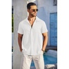 image:imageCOOFANDY Mens Casual Button Down Shirts Short Sleeve Textured Summer Beach Shirt with PocketAwhite