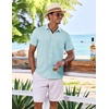 image:imageCOOFANDY Mens Casual Button Down Shirts Short Sleeve Textured Summer Beach Shirt with PocketBaby Blue