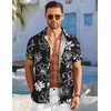 image:imageCOOFANDY Mens Casual Button Down Shirts Short Sleeve Textured Summer Beach Shirt with PocketBlack White Flower