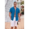 image:imageCOOFANDY Mens Casual Button Down Shirts Short Sleeve Textured Summer Beach Shirt with PocketBlue