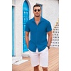 image:imageCOOFANDY Mens Casual Button Down Shirts Short Sleeve Textured Summer Beach Shirt with PocketBlue