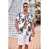 image:imageCOOFANDY Mens Casual Button Down Shirts Short Sleeve Textured Summer Beach Shirt with PocketCoconut Treenavy