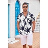 image:imageCOOFANDY Mens Casual Button Down Shirts Short Sleeve Textured Summer Beach Shirt with PocketCoconut Treenavy