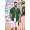 image:imageCOOFANDY Mens Casual Button Down Shirts Short Sleeve Textured Summer Beach Shirt with PocketDark Green