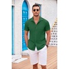 image:imageCOOFANDY Mens Casual Button Down Shirts Short Sleeve Textured Summer Beach Shirt with PocketDark Green