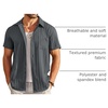 image:imageCOOFANDY Mens Casual Button Down Shirts Short Sleeve Textured Summer Beach Shirt with PocketDark Grey