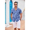 image:imageCOOFANDY Mens Casual Button Down Shirts Short Sleeve Textured Summer Beach Shirt with PocketGray Blueleaves