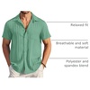 image:imageCOOFANDY Mens Casual Button Down Shirts Short Sleeve Textured Summer Beach Shirt with PocketGray Green