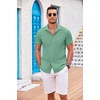 image:imageCOOFANDY Mens Casual Button Down Shirts Short Sleeve Textured Summer Beach Shirt with PocketGray Green