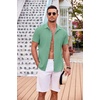 image:imageCOOFANDY Mens Casual Button Down Shirts Short Sleeve Textured Summer Beach Shirt with PocketGray Green