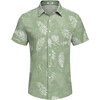 image:imageCOOFANDY Mens Casual Button Down Shirts Short Sleeve Textured Summer Beach Shirt with PocketGreenwhite Leaves