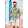 image:imageCOOFANDY Mens Casual Button Down Shirts Short Sleeve Textured Summer Beach Shirt with PocketGreenwhite Leaves