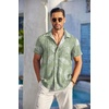 image:imageCOOFANDY Mens Casual Button Down Shirts Short Sleeve Textured Summer Beach Shirt with PocketGreenwhite Leaves