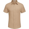 image:imageCOOFANDY Mens Casual Button Down Shirts Short Sleeve Textured Summer Beach Shirt with PocketKhaki