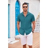 image:imageCOOFANDY Mens Casual Button Down Shirts Short Sleeve Textured Summer Beach Shirt with PocketLake Blue