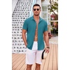 image:imageCOOFANDY Mens Casual Button Down Shirts Short Sleeve Textured Summer Beach Shirt with PocketLake Blue