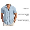image:imageCOOFANDY Mens Casual Button Down Shirts Short Sleeve Textured Summer Beach Shirt with PocketLight Blue