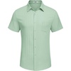 image:imageCOOFANDY Mens Casual Button Down Shirts Short Sleeve Textured Summer Beach Shirt with PocketLight Green