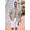 image:imageCOOFANDY Mens Casual Button Down Shirts Short Sleeve Textured Summer Beach Shirt with PocketLight Grey