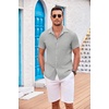 image:imageCOOFANDY Mens Casual Button Down Shirts Short Sleeve Textured Summer Beach Shirt with PocketLight Grey