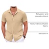 image:imageCOOFANDY Mens Casual Button Down Shirts Short Sleeve Textured Summer Beach Shirt with PocketLight Khaki