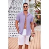 image:imageCOOFANDY Mens Casual Button Down Shirts Short Sleeve Textured Summer Beach Shirt with PocketLight Purple