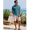 image:imageCOOFANDY Mens Casual Button Down Shirts Short Sleeve Textured Summer Beach Shirt with PocketPeacock Blue