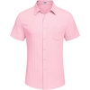 image:imageCOOFANDY Mens Casual Button Down Shirts Short Sleeve Textured Summer Beach Shirt with PocketPink