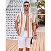 image:imageCOOFANDY Mens Casual Button Down Shirts Short Sleeve Textured Summer Beach Shirt with PocketRainbow Stripes