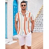 image:imageCOOFANDY Mens Casual Button Down Shirts Short Sleeve Textured Summer Beach Shirt with PocketRainbow Stripes