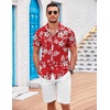 image:imageCOOFANDY Mens Casual Button Down Shirts Short Sleeve Textured Summer Beach Shirt with PocketRed White Floral