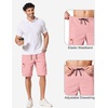image:imageCOOFANDY Mens Casual Cargo Shorts 10 Drawstring Elastic Waist Shorts Summer Cotton Chino Work Shorts with 6 PocketsPink