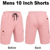 image:imageCOOFANDY Mens Casual Cargo Shorts 10 Drawstring Elastic Waist Shorts Summer Cotton Chino Work Shorts with 6 PocketsPink